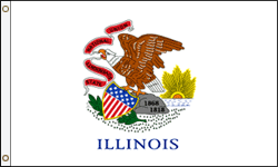 5 x 8 ft. Polyester Illinois Flag. Printed, Canvas Heading and Brass Grommets