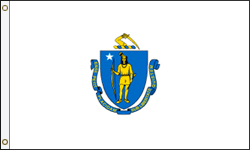 5 x 8 ft. Polyester Massachusetts Flag. Printed, Canvas Heading and Brass Grommets