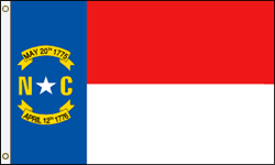 3 x 5 ft. Polyester North Carolina Flag. Printed, Canvas Heading and Brass Grommets