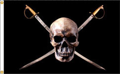 Nylon Skull Flag. Printed, Canvas Heading and Brass Grommets