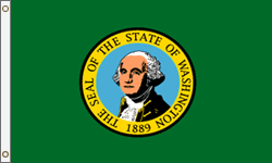 5 x 8 ft. Polyester Washington Flag. Printed, Canvas Heading and Brass Grommets