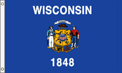 5 x 8 ft. Polyester Wisconsin Flag. Printed, Canvas Heading and Brass Grommets