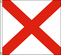 6 x 6 ft. Nylon Alabama Flag. Sewn, Canvas Heading and Brass Grommets