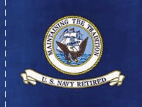 3 x 4 ft. Nylon Indoor US Navy Retired Flag. Printed, Pole Hem No Fringe