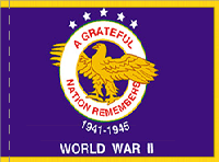 3 x 4 ft.  Nylon Indoor WW2 Commemorative Flag.  Printed, Pole Hem and Fringe