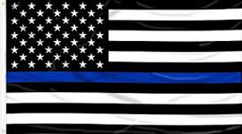 3 x 5 ft. Nylon US Thin Blue Line Flag. Printed, Canvas Heading and Brass Grommets