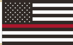 3 x 5 ft. Nylon US Thin Red Line Flag. Printed, Canvas Heading and Brass Grommets