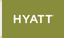 Hyatt, Green, Nylon Flag. Printed, Double Sided, Canvas Heading and Brass Grommets