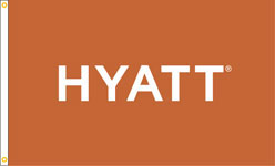 Hyatt, Orange, Nylon Flag. Printed, Double Sided, Canvas Heading and Brass Grommets