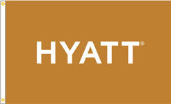 Hyatt, Rust, Nylon Flag. Printed, Double Sided, Canvas Heading and Brass Grommets