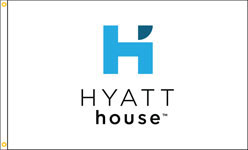 Hyatt House Nylon Flag. Printed, Double Sided, Canvas Heading and Brass Grommets