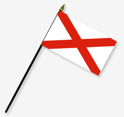 8 x 12 in. Rayon Alabama Flag. Mounted on 18 in. Black Wooden Staff with Gold Spear Tip