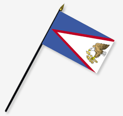 4 x 6 in. Rayon American Samoa Flag. Mounted on 10 in. Black Plastic Staff with Gold Spear Tip