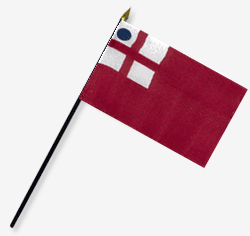 4 x 6 in. Rayon Endicott-1634 Flag. Mounted on 10 in. x 3/16 in. Dia. Black Plastic Staff with Gold