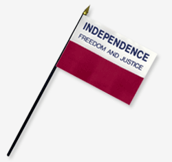4 x 6 in. Rayon Freedonian Rebellion-1836 Flag. Mounted on 10 in. x 3/16 in. Dia. Black Plastic Staf