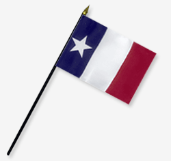 4 x 6 in. Rayon Harrisburg Vol Co. -1836 Flag. Mounted on 10 in. x 3/16 in. Dia. Black Plastic Staff