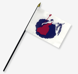 4 x 6 in. Rayon San Jacinto Sam Houston-1836 Flag. Mounted on 10 in. x 3/16 in. Dia. Black Plastic S