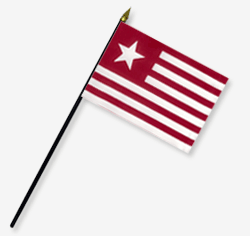 4 x 6 in. Rayon Col. James Long-1819 Flag. Mounted on 10 in. x 3/16 in. Dia. Black Plastic Staff wit