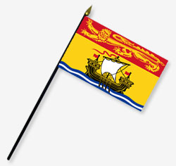4 x 6 in. Rayon New Brunswick Flag Mounted on 10 in. Black Plastic Staff with Gold Spear Tip