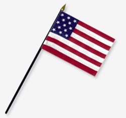 4 x 6 in. Rayon Sea Captain-1776 Flag. Mounted on 10 in. x 3/16 in. Dia. Black Plastic Staff with Go