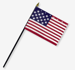 4 x 6 in. Rayon Vermont State-1804 Flag. Mounted on 10 in. x 3/16 in. Dia. Black Plastic Staff with