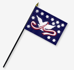4 x 6 in. Rayon Whiskey Rebels- 1794 Flag. Mounted on 10 in. x 3/16 in. Dia. Black Plastic Staff wit