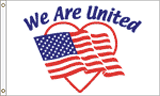 3 x 5 ft.  Nylon We Are United Flag. Printed, Canvas Heading and Brass Grommets