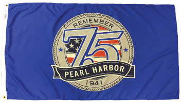 3 x 5 ft. Nylon Pearl Harbor 75th  Flag. Printed, Canvas Heading and Brass Grommets