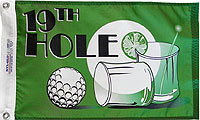 12 x 18 in. Nylon 19th Hole Flag. Printed, Canvas Heading and Brass Grommets