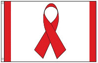 3 x 5 ft. Nylon Red Ribbon Flag, Printed, Canvas Heading and Brass Grommets