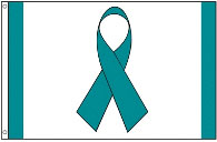 3 x 5 ft. Nylon Teal Ribbon Flag, Printed,Canvas Heading and Brass Grommets