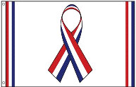 3 x 5 ft. Nylon Red, White, Blue Ribbon Flag, Printed, Canvas Heading and Brass Grommets