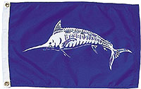 12 x 18 in. Nylon White Marlin Flag. Printed, Canvas Heading and Brass Grommets