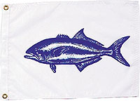 12 x 18 in. Nylon Blue Fish Flag. Printed, Canvas Heading and Brass Grommets