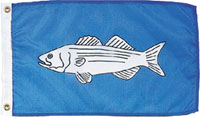 12 x 18 in. Nylon Striped Bass Flag. Printed, Canvas Heading and Brass Grommets