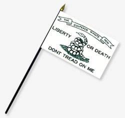 4 x 6 in. Rayon Culpeper Flag. Mounted on 10 in. x 3/16 in. Dia. Black Plastic Staff with Gold Spear