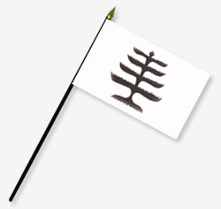4 x 6 in. Rayon Pine Tree Flag. Mounted on 10 in. x 3/16 in. Dia. Black Plastic Staff with Gold Spea