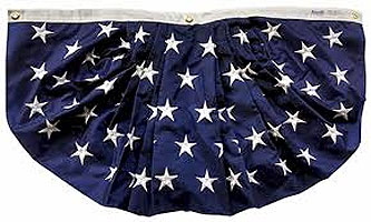 18 in. x 36 in.  Nylon All Star Fan, Embroidered Stars.  Canvas Heading and Brass Grommets