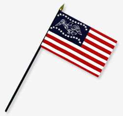 4 x 6 in. Rayon General Fremont Flag. Mounted on 10 in. x 3/16 in. Dia. Black Plastic Staff with Gol