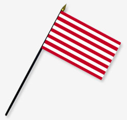 4 x 6 in. Rayon Sons of Liberty Flag. Mounted on 10 in. x 3/16 in. Dia. Black Plastic Staff with Gol
