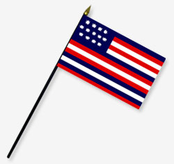 4 x 6 in. Rayon Serapis Flag. Mounted on 10 in. x 3/16 in. Dia. Black Plastic Staff with Gold Spear