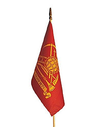 12 x 18 in. Poly/Cotton Fire Fighter Flag. Mounted on 30 in. x 3/8 in. Wooden Staff w/Gold Spear Tip
