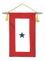 8 x 15 in. Nylon Service Star Banner, Printed. 1 Star with Cross Bar, Cord and Tassles