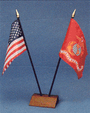 2 Hole Walnut Finish Wood Table Base, 3 in. x 2 in. size. Fits 4 x 6 in. flag on 3/16 in. Staff