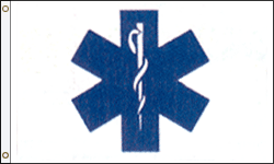 3 x 5 ft. Nylon Star of Life Flag. Printed, Canvas Heading and Brass Grommets