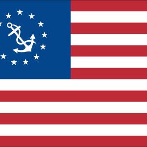 Nylon U.S. Yacht Ensign Flag. Embroidered Stars Sewn Stripes. Canvas Heading & Brass Grommets