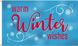3 x 5 ft. Nylon Winter Wishes Flag, Printed with Canvas Heading & Brass Grommets