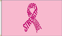 3 x 5 ft. Nylon Hope, Love, Courage & Strength Ribbon Flag, Printed, Canvas Heading and Brass Gromme
