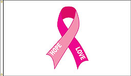 3 x 5 ft. Nylon Hope & Love Ribbon Flag, Sewn Double Sided, Canvas Heading and Brass Grommets