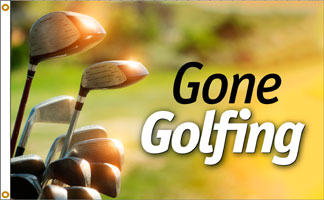3 x 5 ft. Nylon Gone Golfing Flag, Printed, Canvas Heading and Brass Grommets